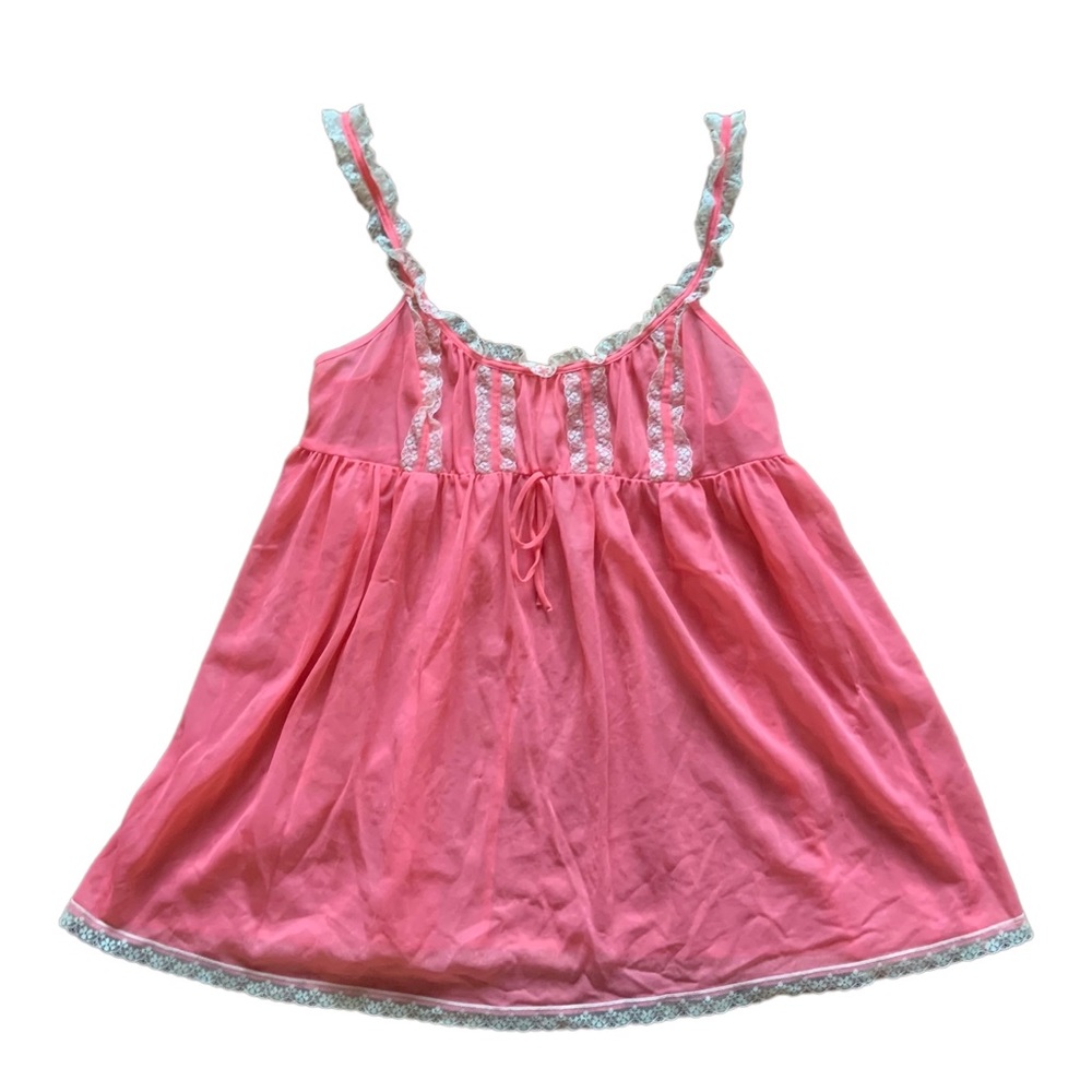 VICTORIA’S SECRET Sheer Lace Coral Chemise Babydoll Dress Small